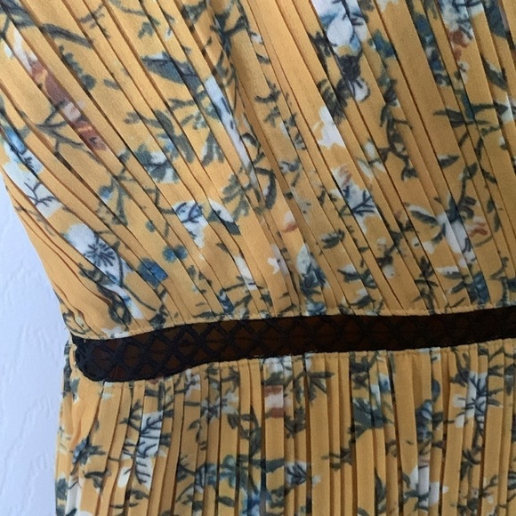 Lulus Yellow & Blue Pleated Maxi Dress Size L - Picture 5 of 14